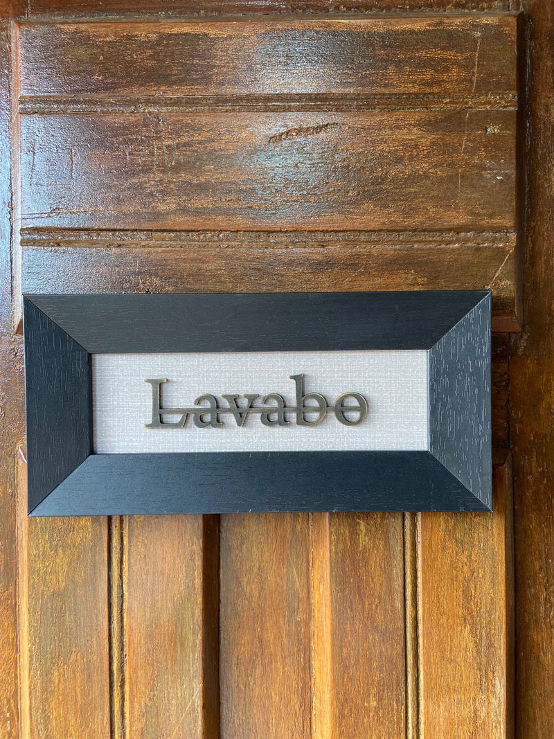 Quadro p/ Porta Lavabo - Moldura Preta