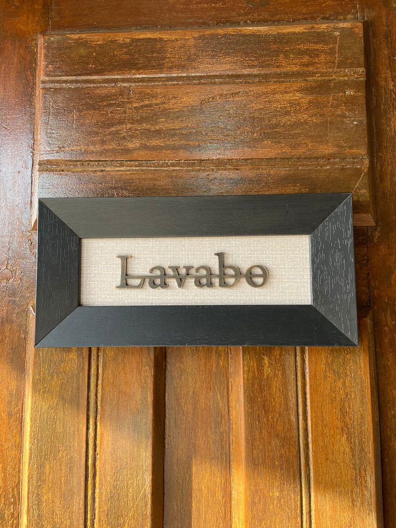 Quadro p/ Porta Lavabo - Moldura Preta