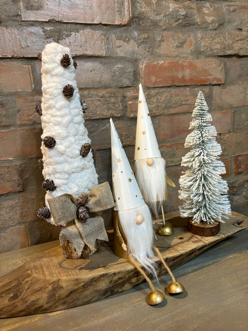 COMBO NATALINO - Mini Árvore Nevada + Mini Árvore de Pinha + Noel Sentado + Noel em Pé