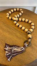 Colar Decorativo Madeira c/ Tassel