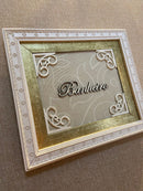 Quadro p/ Porta de Banheiro - Dourado e Branco