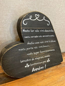 Placa de Madeira Preta - Coração de Mesa